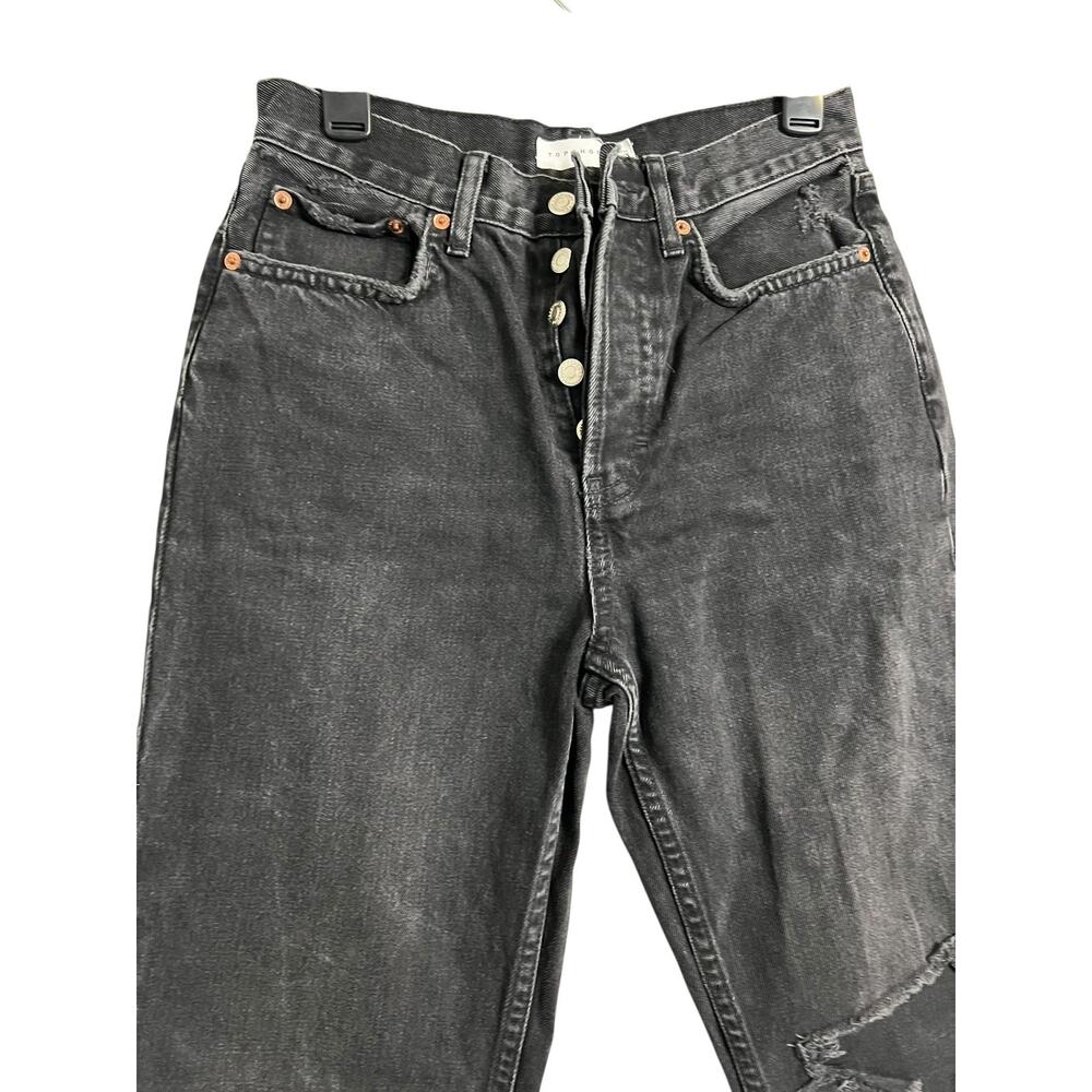 Topshop Dad High Rise Straight Jeans Womens W28 L30 Black Charcoal Distressed - Picture 3 of 6
